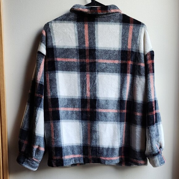 SHEIN Plaid Fleece Button Down Teddy Jacket Size Medium - Picture 16 of 16